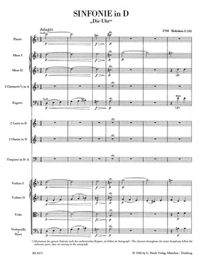 Haydn London Symphony Nr. 8 D major Hob.I:101 "The Clock"
