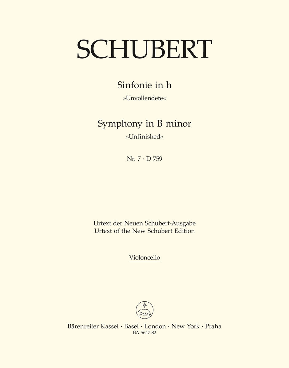 Schubert Symphony Nr. 7 B minor D 759 "Unfinished" Cello Part