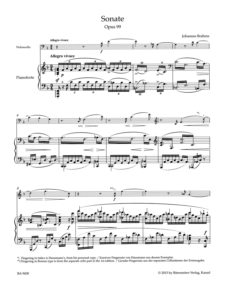 Brahms Sonata for Violoncello and Piano F major op. 99