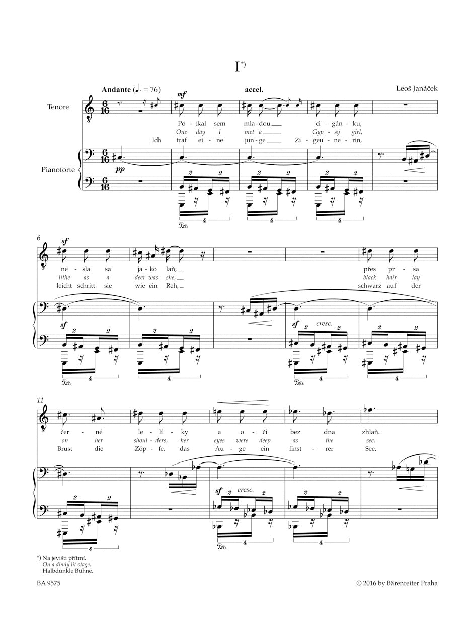 Janácek Zapisnik zmizeleho (The Diary of One Who Disappeared / Tagebuch eines Verschollenen) for Tenor, Alto, three Female Voices and Piano