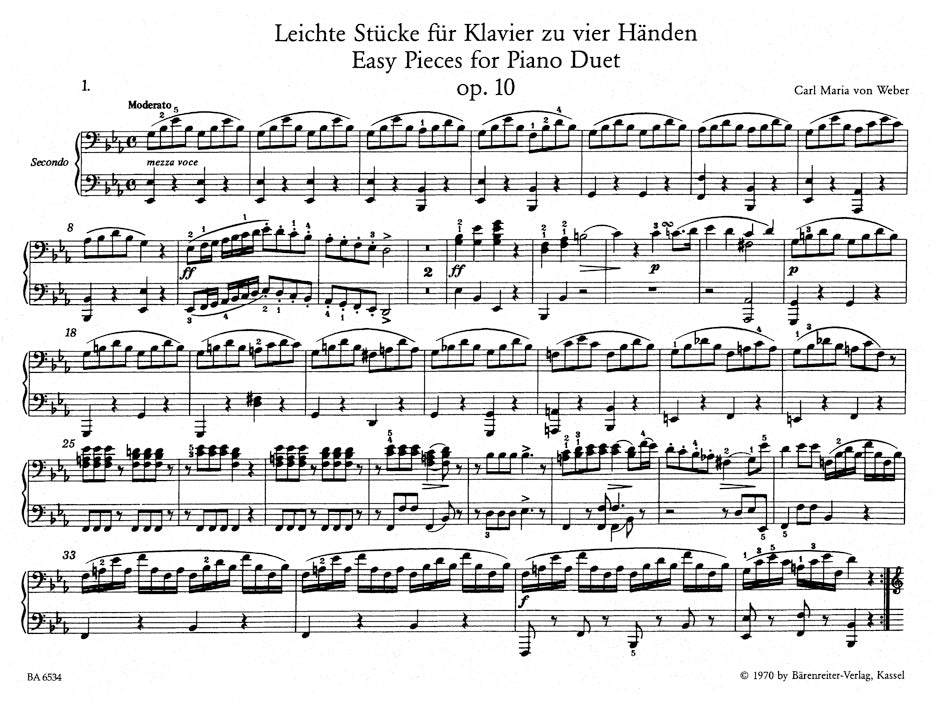 Weber Easy Pieces for Piano Duet Op. 10