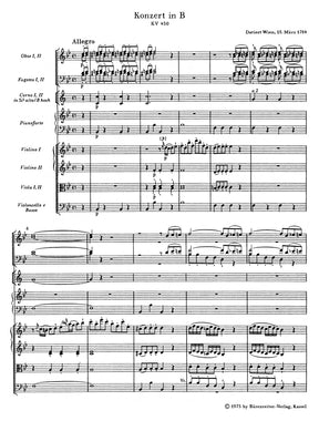 Mozart Piano Concerto B-flat major K. 450 -Concerto for Piano and Orchestra- (Study Score)