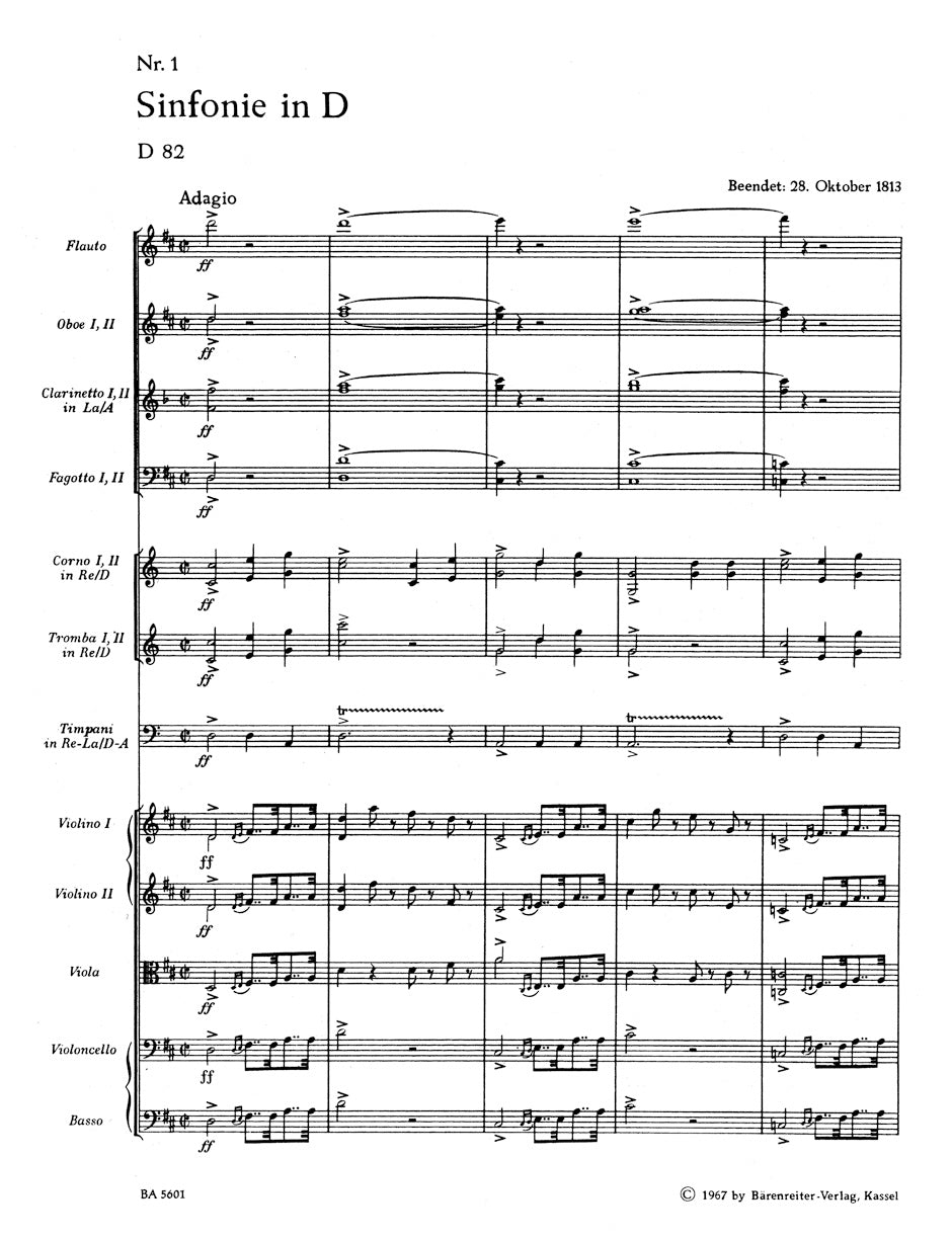 Schubert Symphony No. 1 D major D 82 (1813)