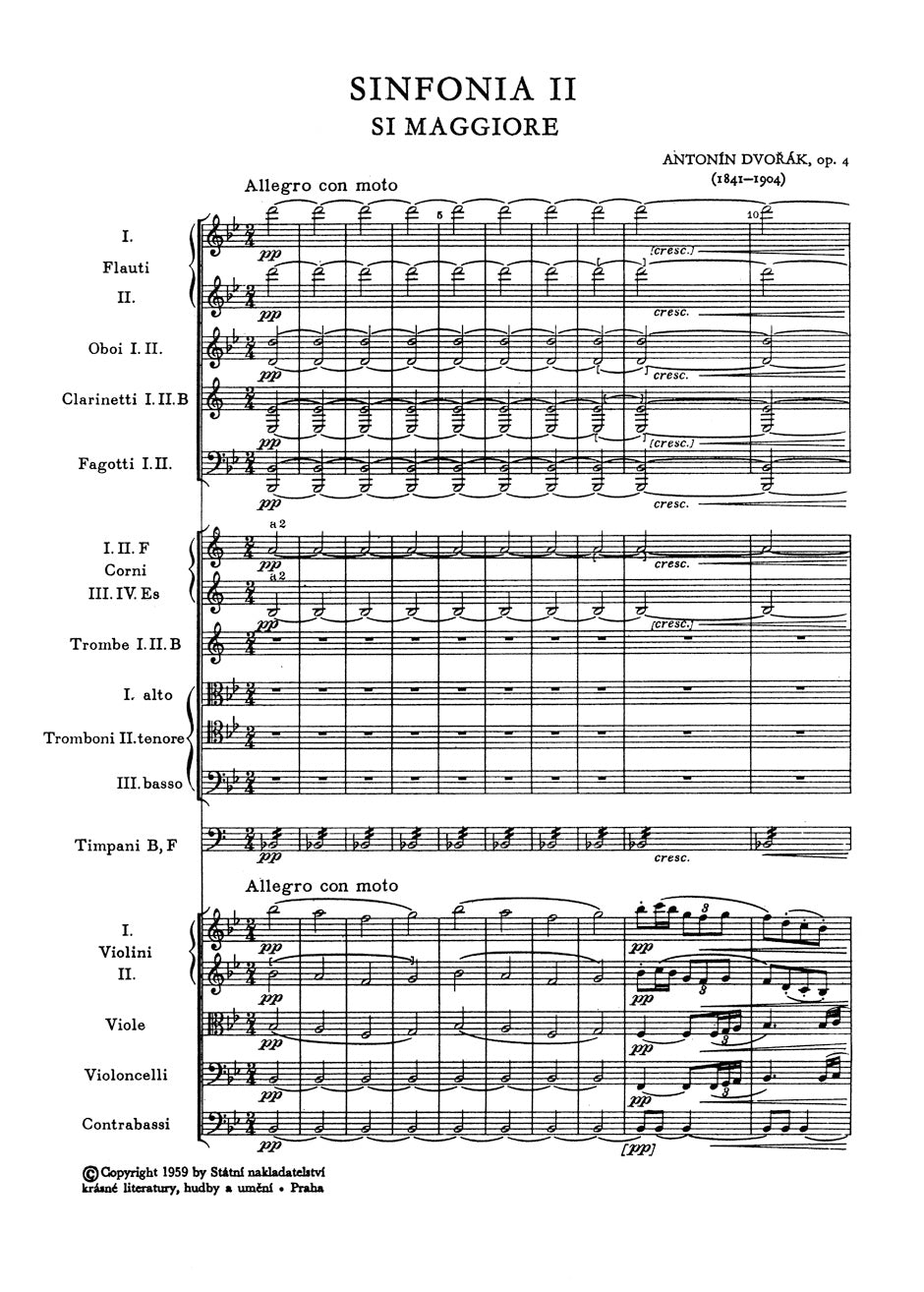 Dvořák: Symphonie Nr. 2 B-Dur, op. 4 (Study Score)