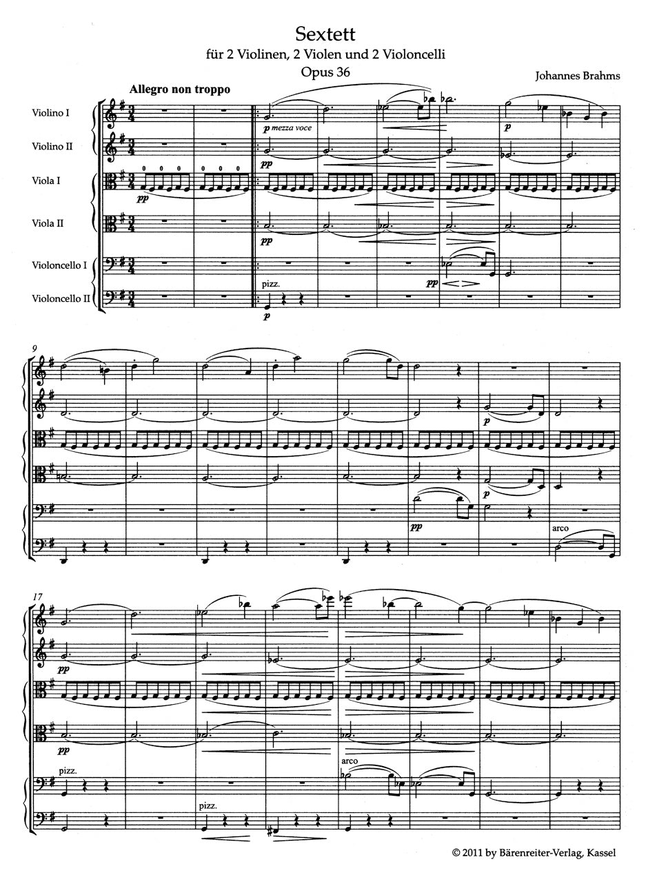 Brahms Sextet in G major op. 36