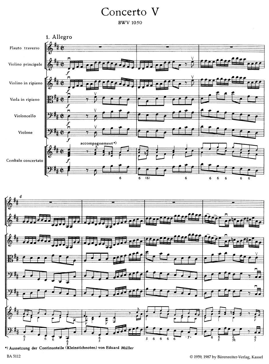 Brandenburg Concerto Nr. 5 D major BWV 1050