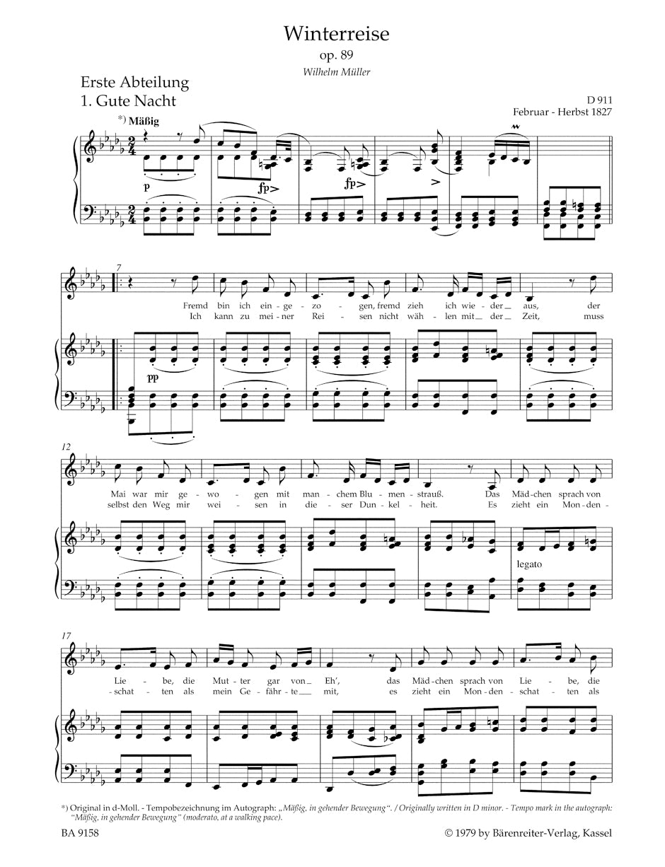 Schubert Winterreise op. 89 D 911 (Low Voice)