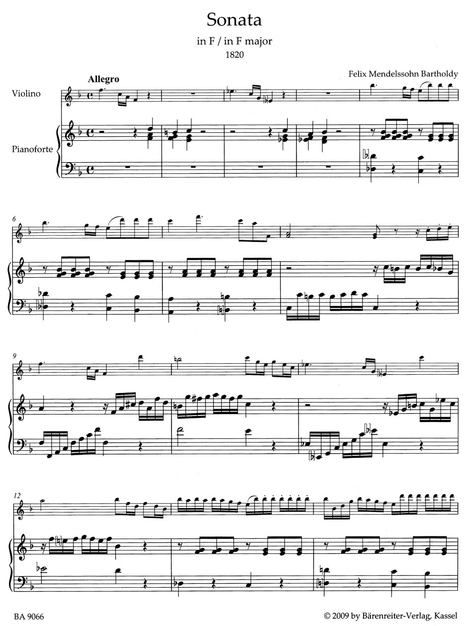 Mendelssohn Sonatas for Violin and Piano