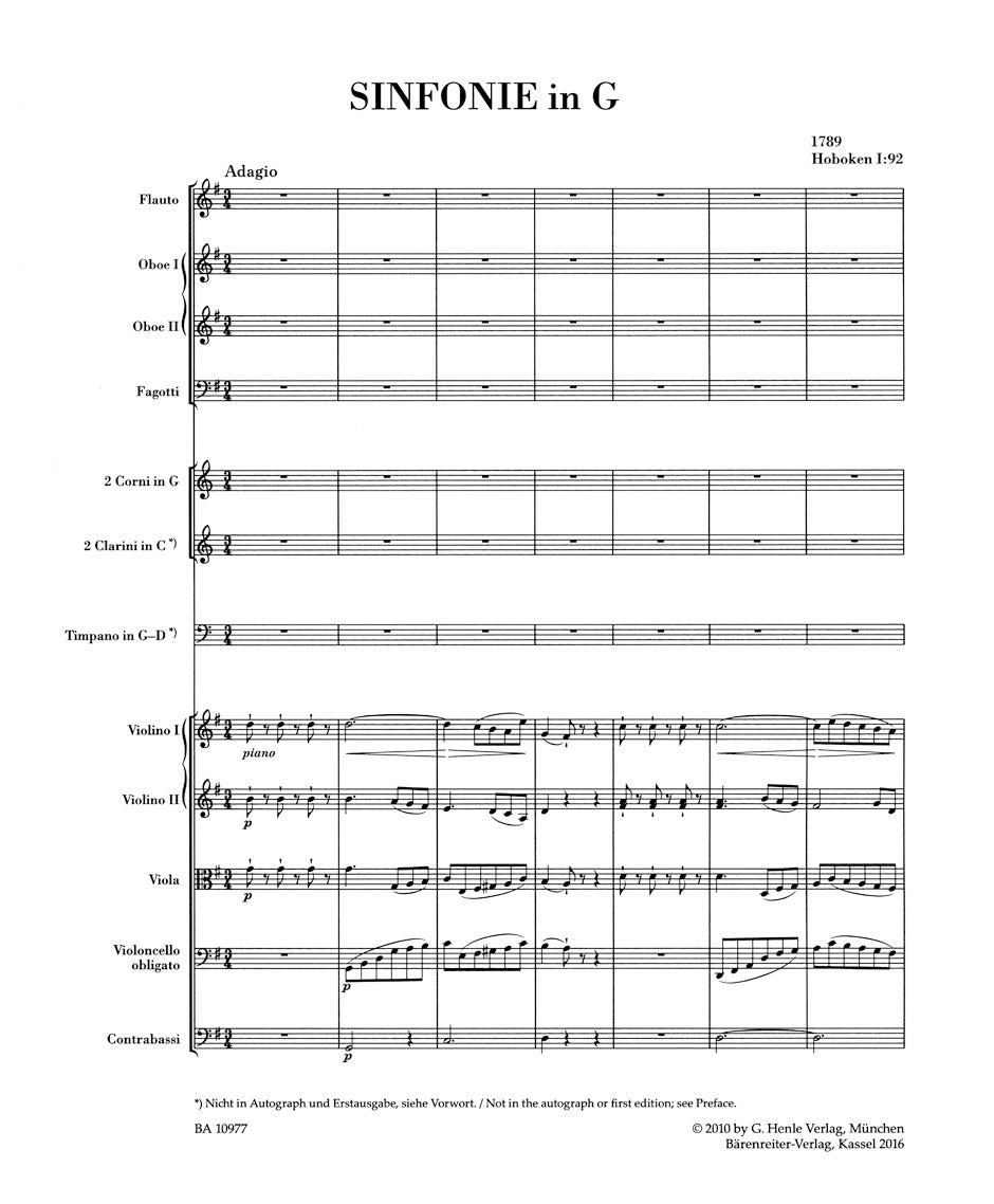 Haydn Symphony G major Hob. I:92 "Oxford"