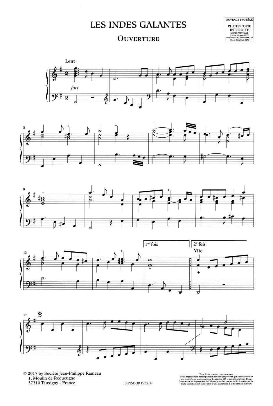 Rameau Les Indes galantes RCT 44 -Ballet héroïque with a prologue and four acts-