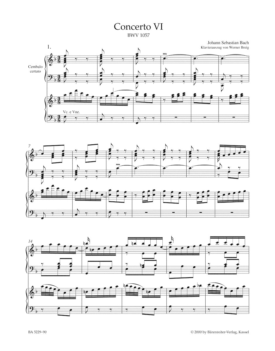 Bach Concerto for Harpsichord, two Recorders and Strings No. 6 F major BWV 1057