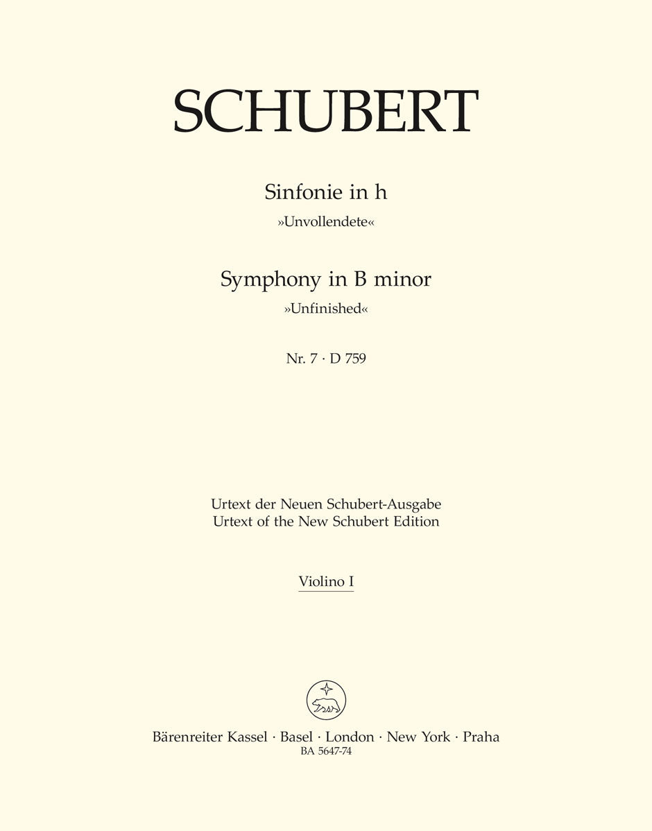 Clearance: Schubert Symphony Nr. 7 B minor D 759 "Unfinished" Violin  Part