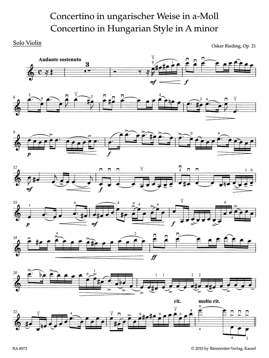 Rieding: Concertino in Hungarian Style A minor op. 21