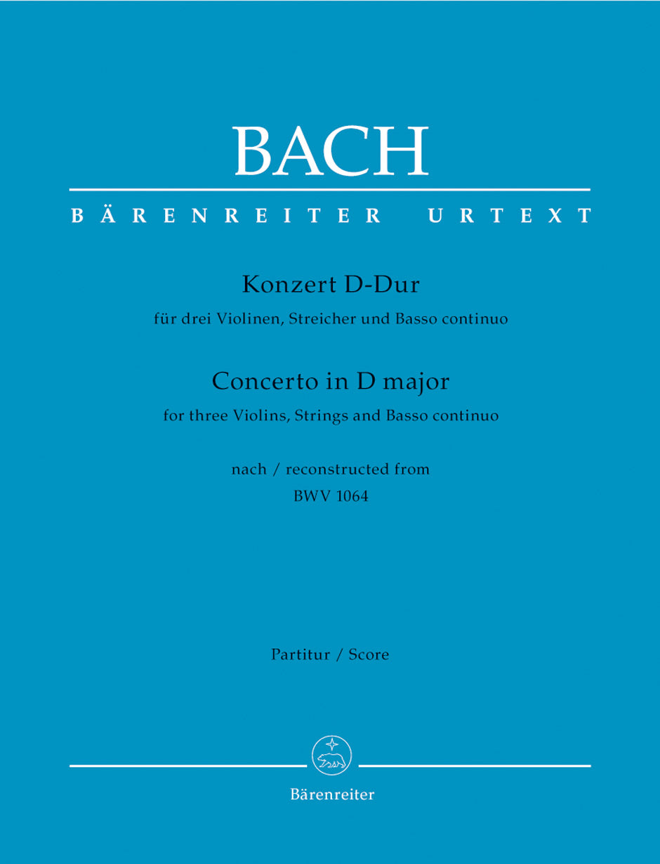 Bach Concerto for three Violins, Strings and Basso continuo D major (reconstructed from BWV 1064)