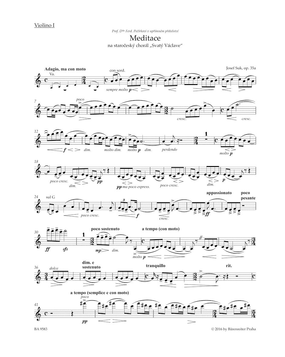 Suk Meditation on the Old Czech Hymn "St Wenceslas" for String Quartet Opus 35a