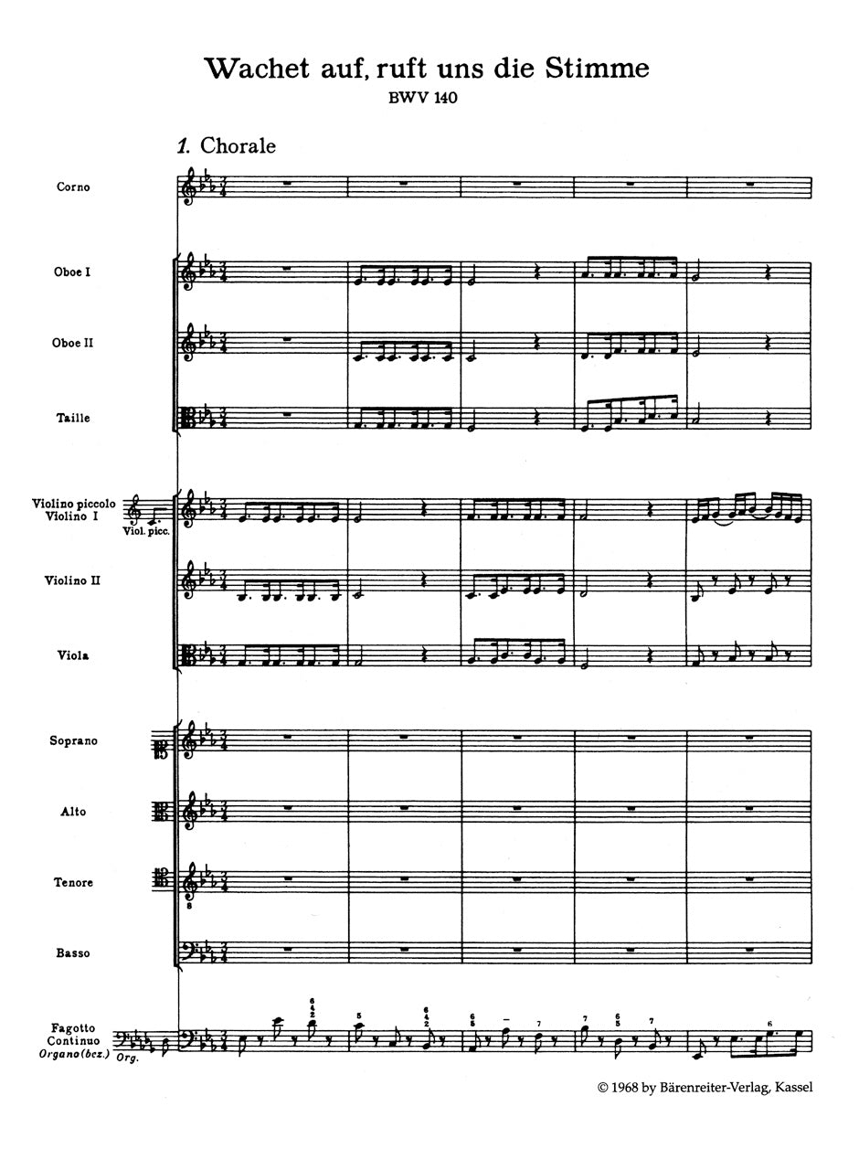 Bach Wake ye maids! hark, strikes the hour BWV 140 -Cantata for the 27th Sunday after Trinity- Study Score