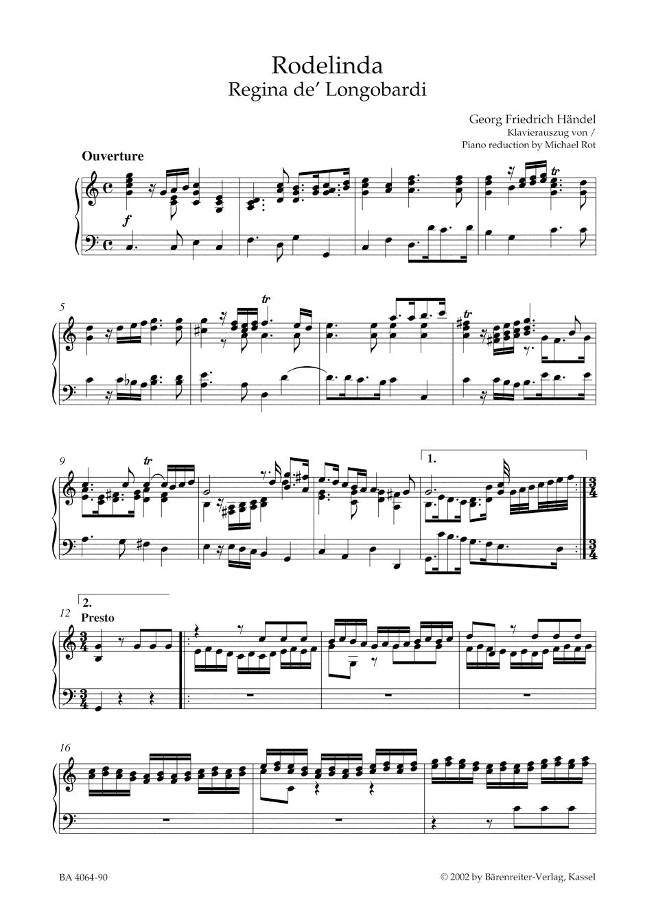 Handel Rodelinda, Regina de' Longobardi HWV 19 -Dramma per musica in thre acts-