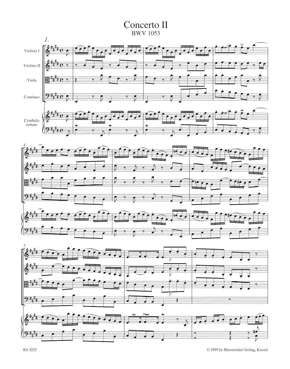 Bach Concerto for Harpsichord and Strings Nr. 2 E major BWV 1053