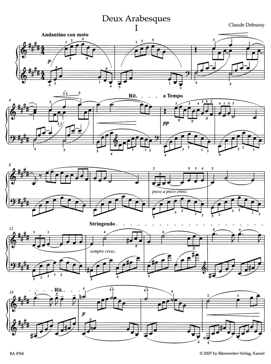 Debussy Deux Arabesques for Piano