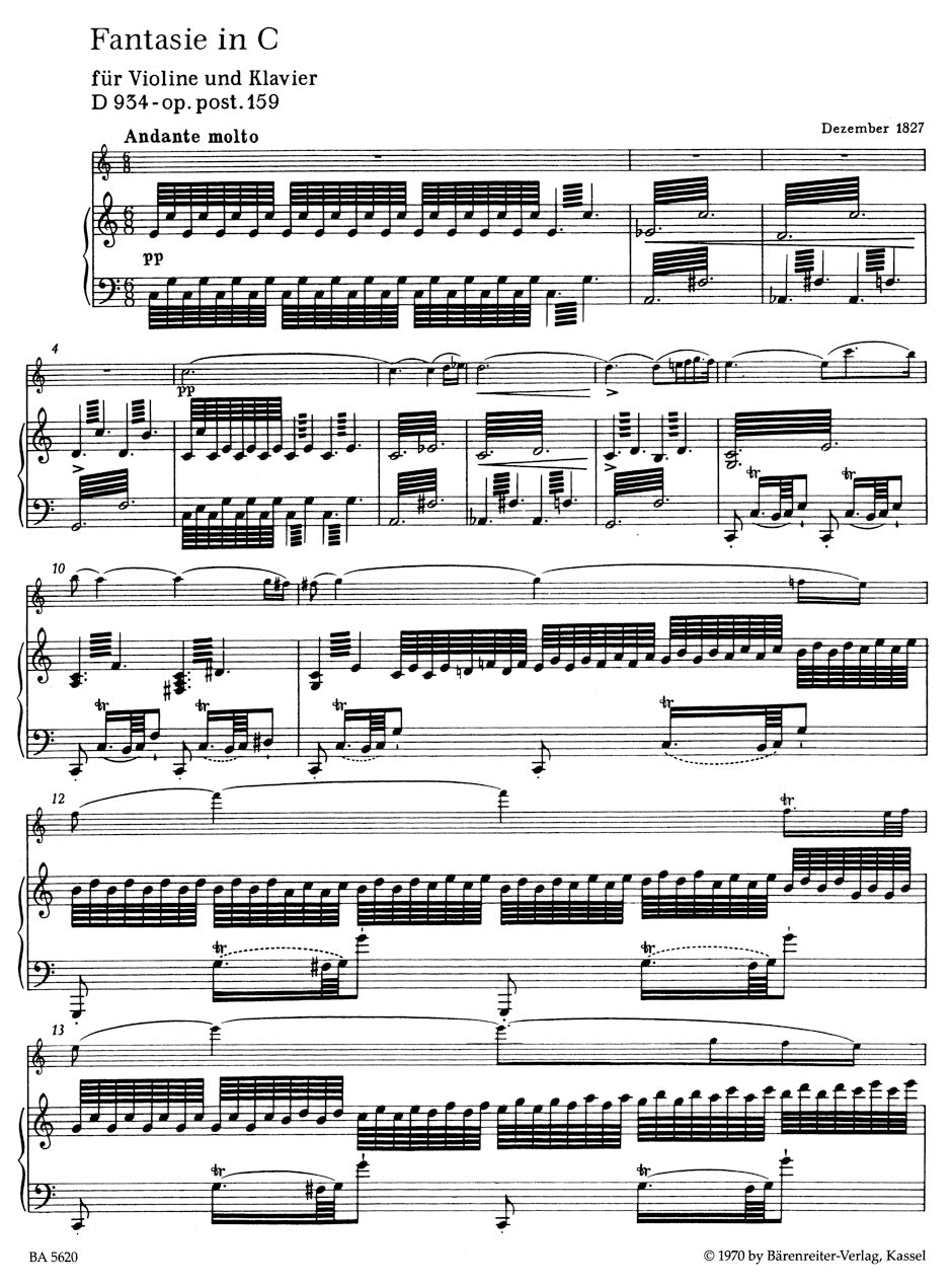 Schubert Fantasie for Violin and Piano C major op. post. 159 D 934