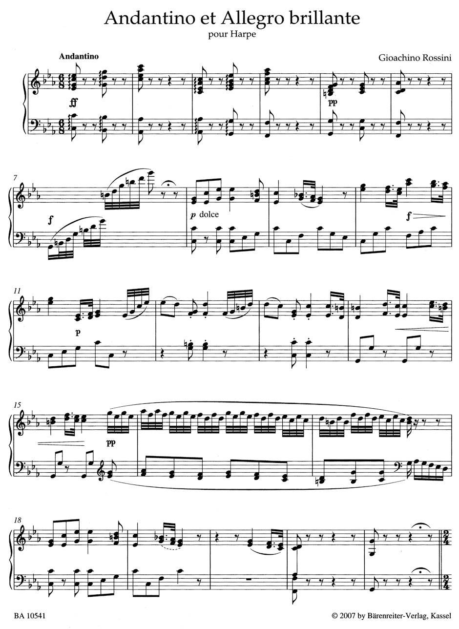 Rossini Andantino et Allegro brillante pour Harpe