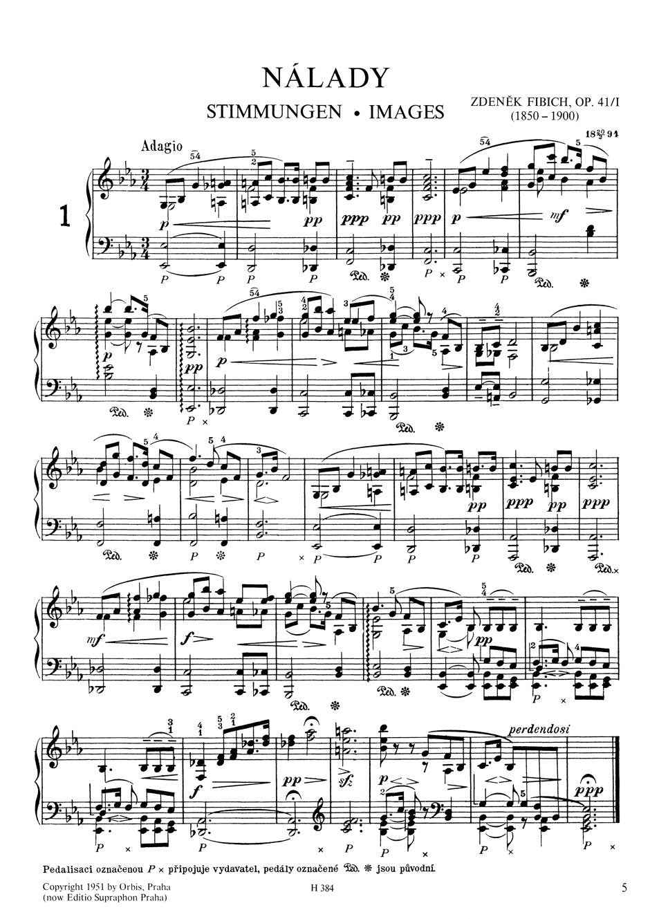 Fibich Stimmungen, Eindrucke und Erinnerungen op. 41 No. 1