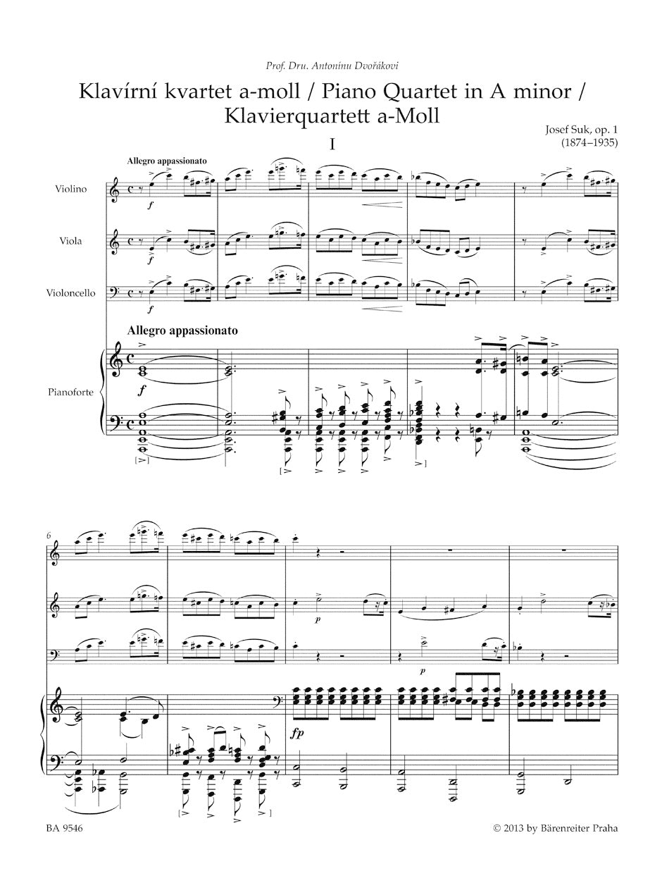 Suk Piano Quartet in a minor Opus 1