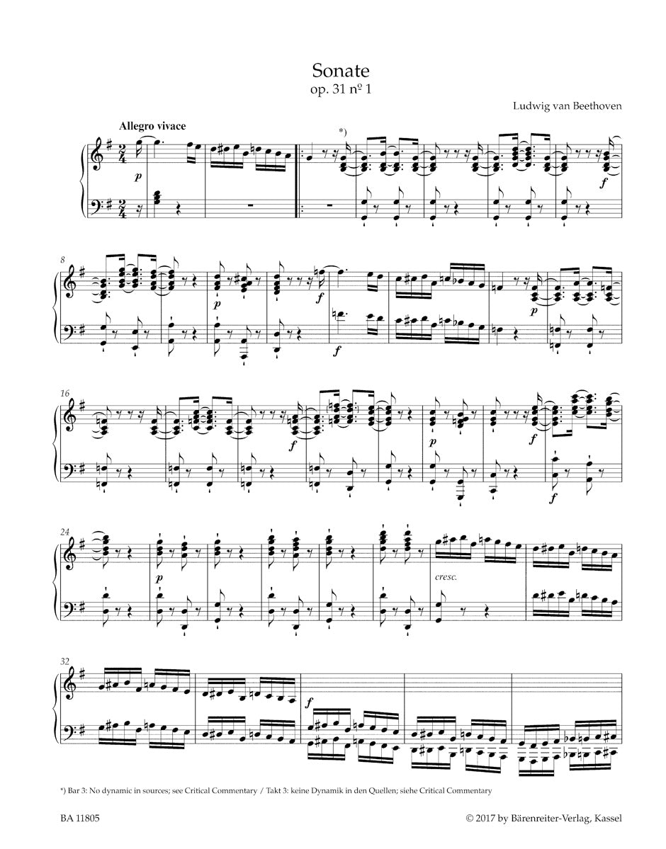 Beethoven Three Sonatas for Pianoforte G major, D minor, E-flat major op. 31
