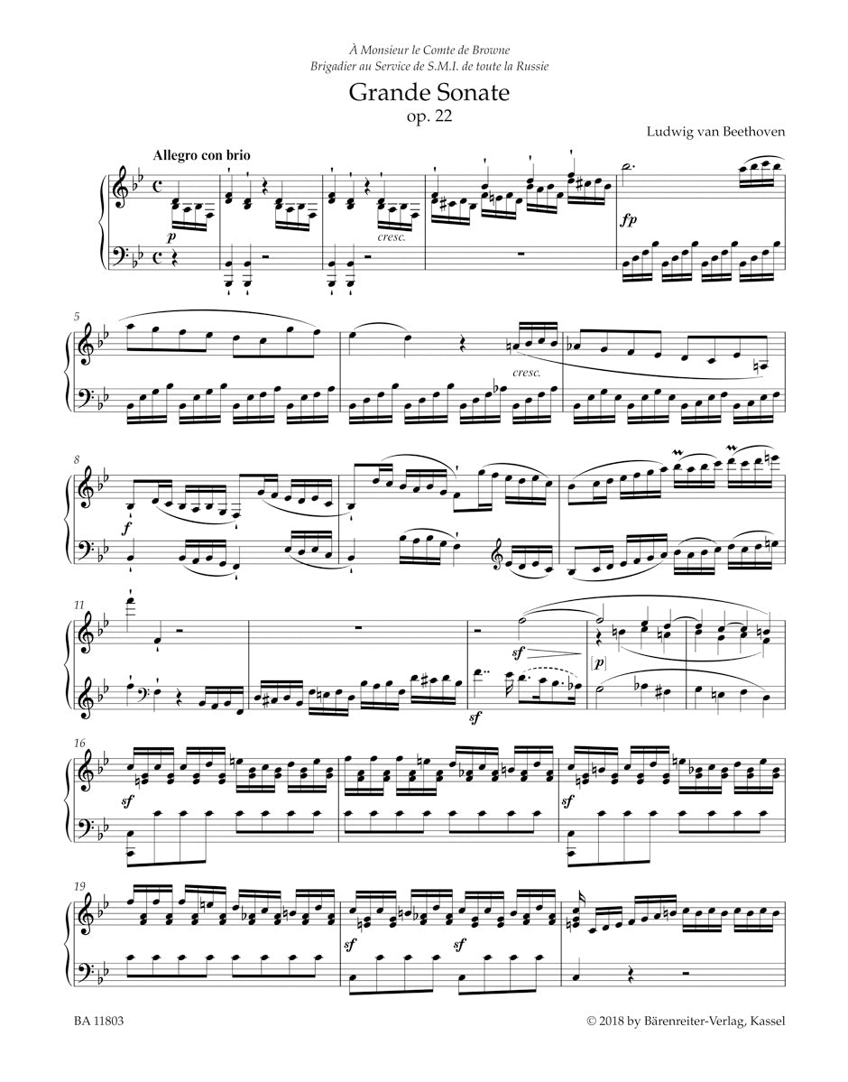 Beethoven Grande Sonate für Klavier B-Dur op. 22