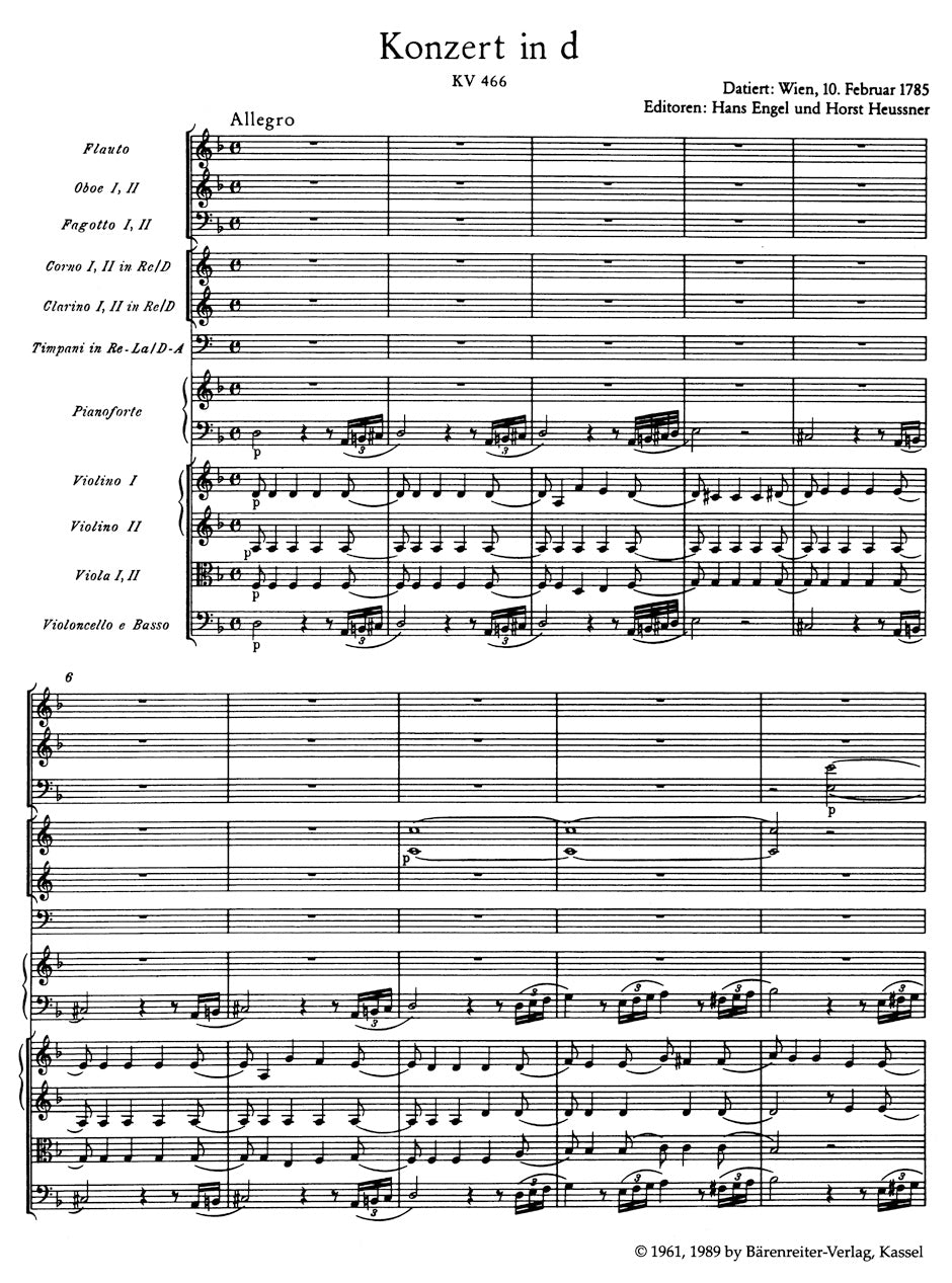 Mozart Concerto for Piano and Orchestra No. 20 D minor K. 466