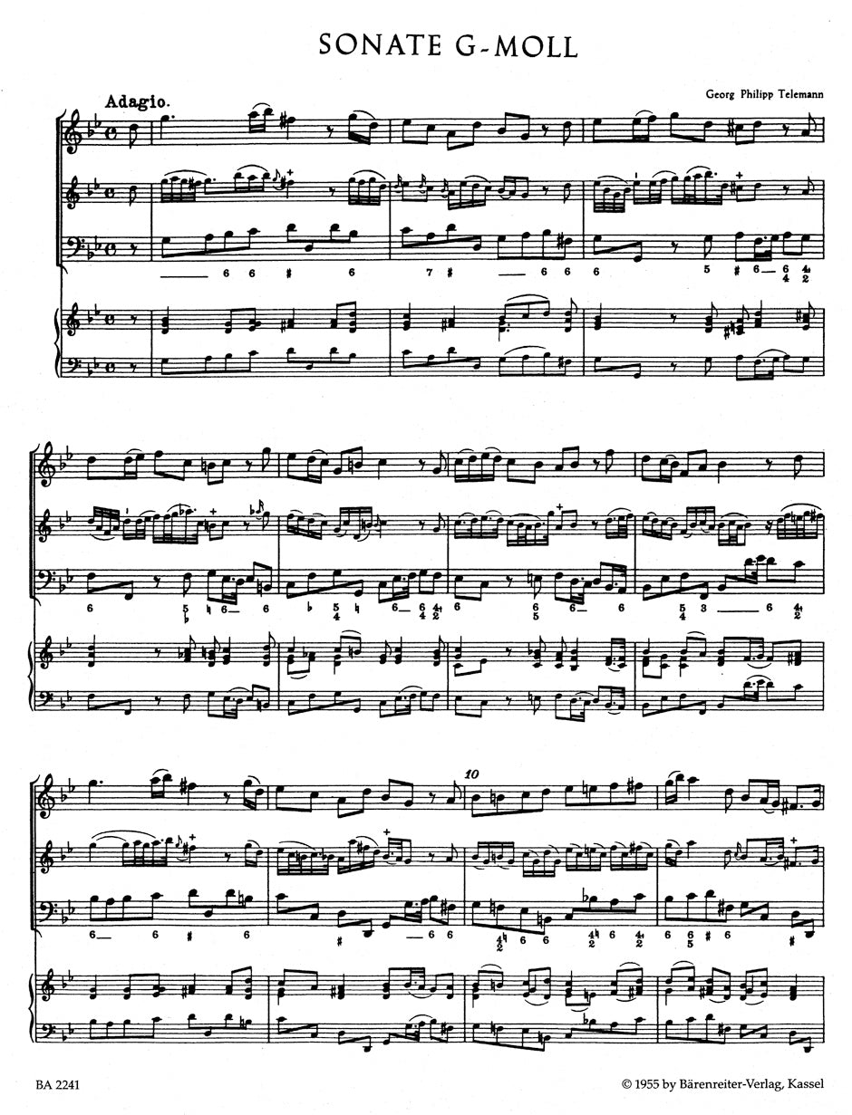 Telemann Twelve Methodical Sonatas for Violin (Flute) and Bc (Volume 1)