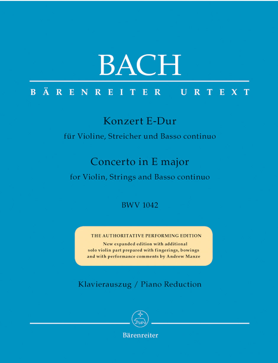 Bach Concerto for Violin, Strings and Basso Continuo E major BWV 1042