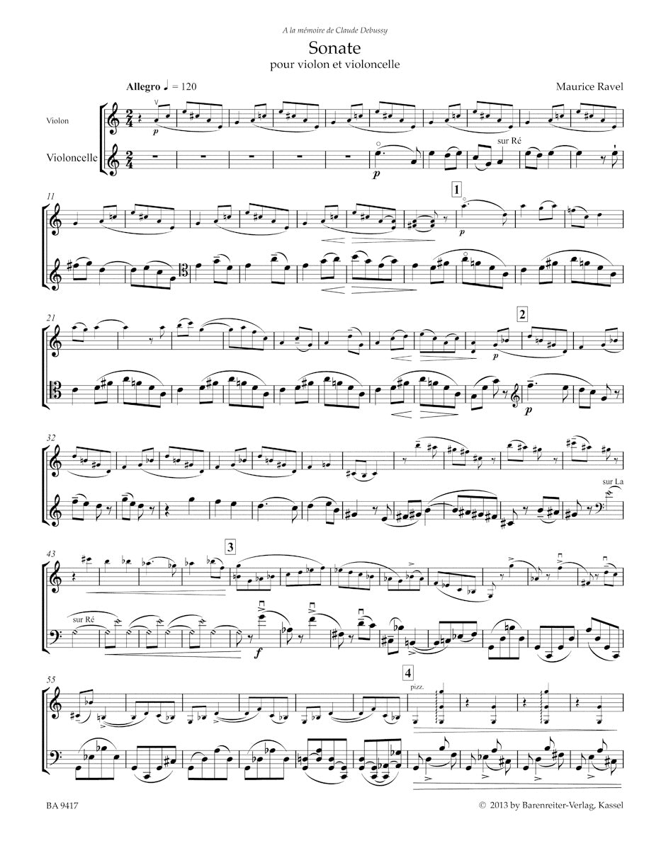 Ravel Sonata for Violin and Violoncello