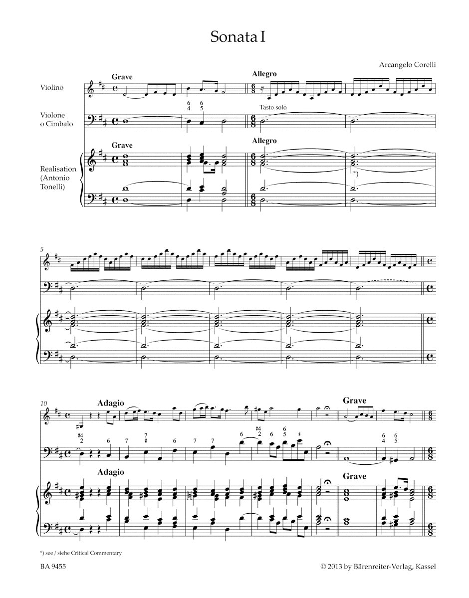 Corelli Sonatas for Violin and Basso continuo op. 5, I-VI (Volume 1)