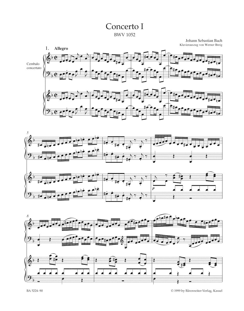 Bach Concerto for Harpsichord and Strings Nr. 1 D minor BWV 1052