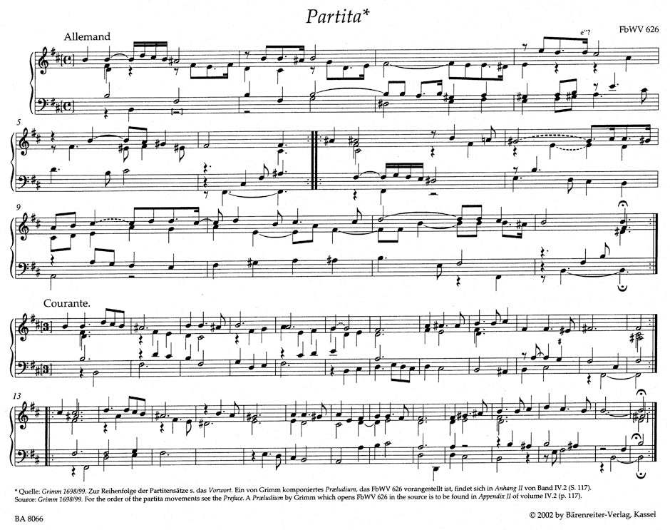 Froberger Keyboard and Organ Works from Copied Sources: Partitas and Partita Movements, Part 2