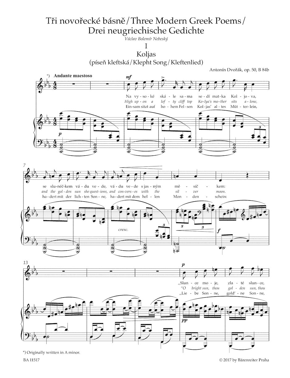 Dvorak Songs II for High Voice and Piano