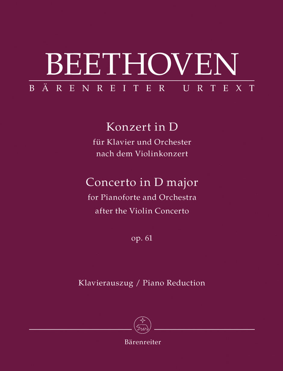 Beeethoven Concerto for Pianoforte and Orchestra D major op. 61 (after the Violin Concerto)