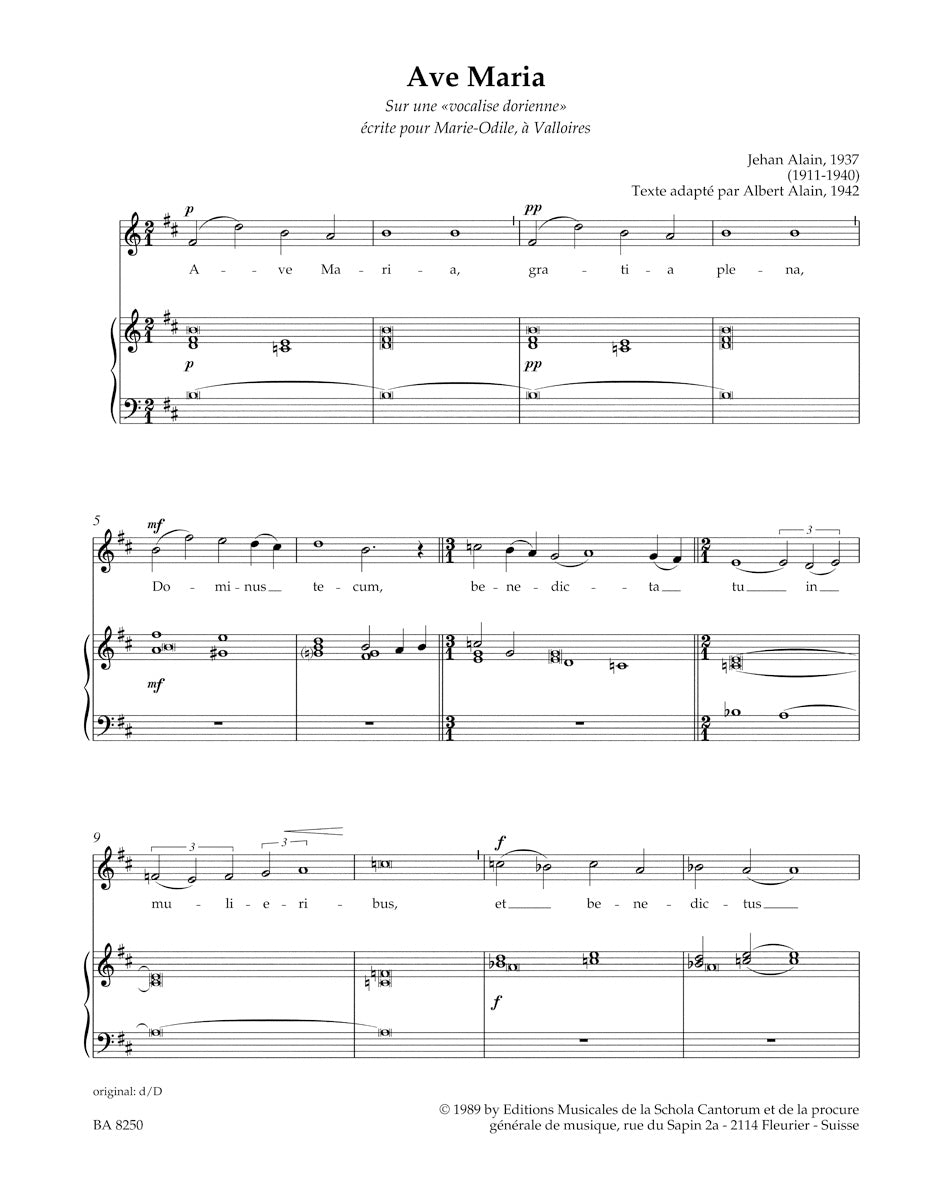 Ave Maria, gratia plena for Solo Voice and Organ -Latin Ave Maria Settings of the 19th and early 20th Century-