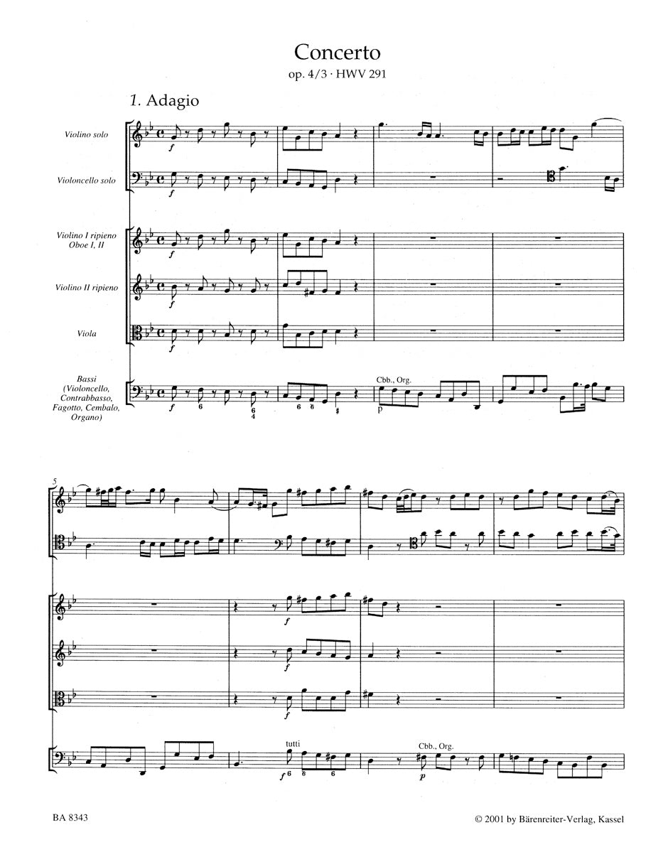 Handel Concerto for Organ and Orchestra G Minor op. 4/3 HWV 291