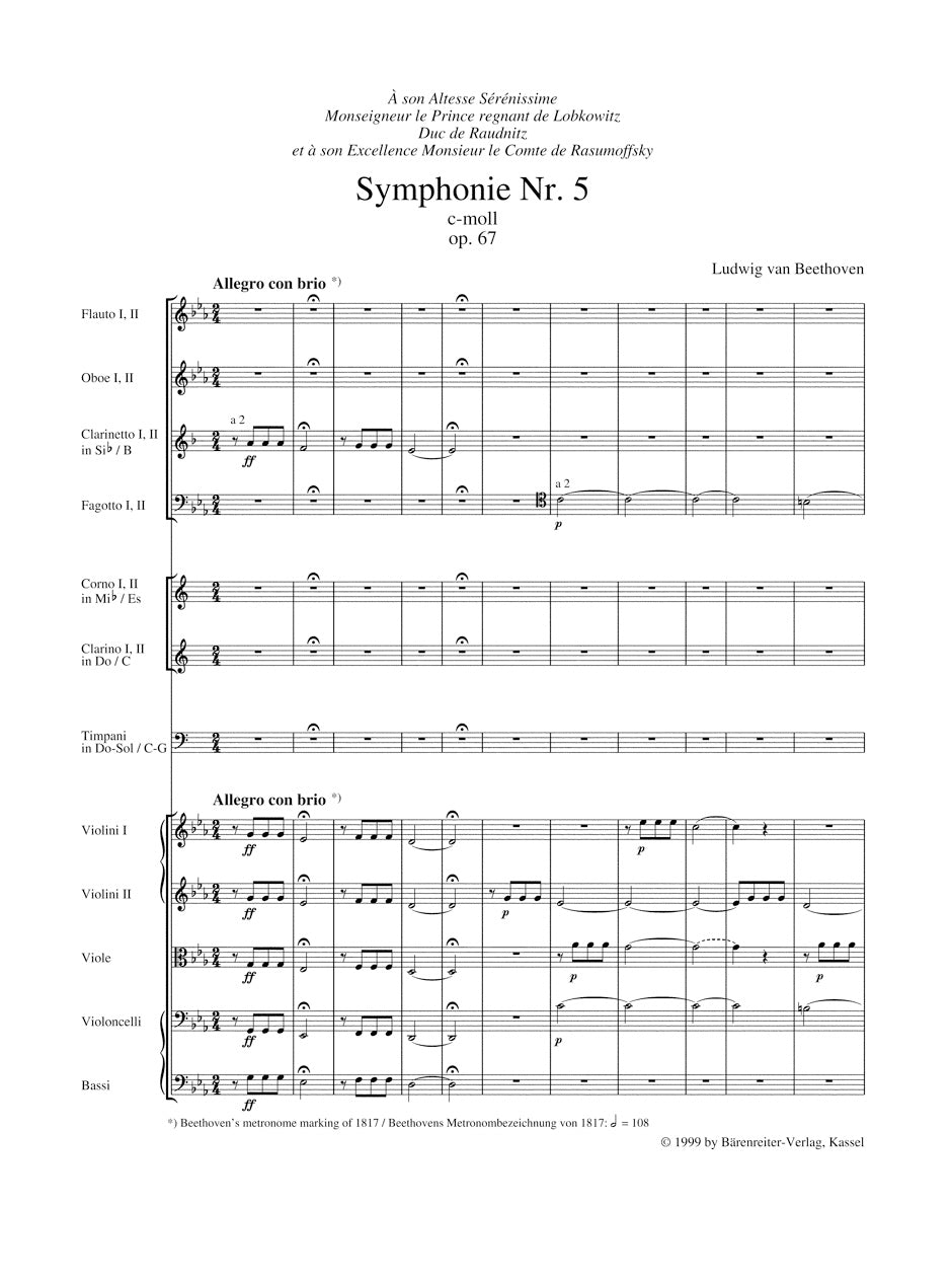 Beethoven Symphony No. 5 C minor op. 67 Study Score