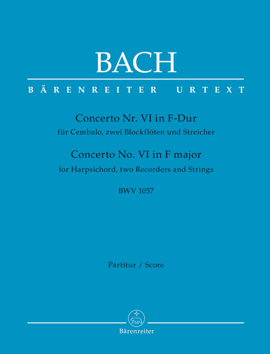 Bach Concerto for Harpsichord, two Recorders and Strings Nr. 6 F major BWV 1057