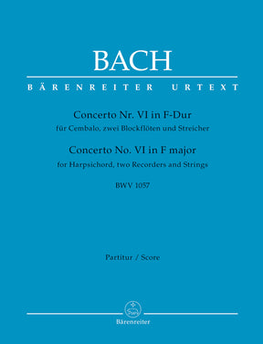 Bach Concerto for Harpsichord, two Recorders and Strings Nr. 6 F major BWV 1057