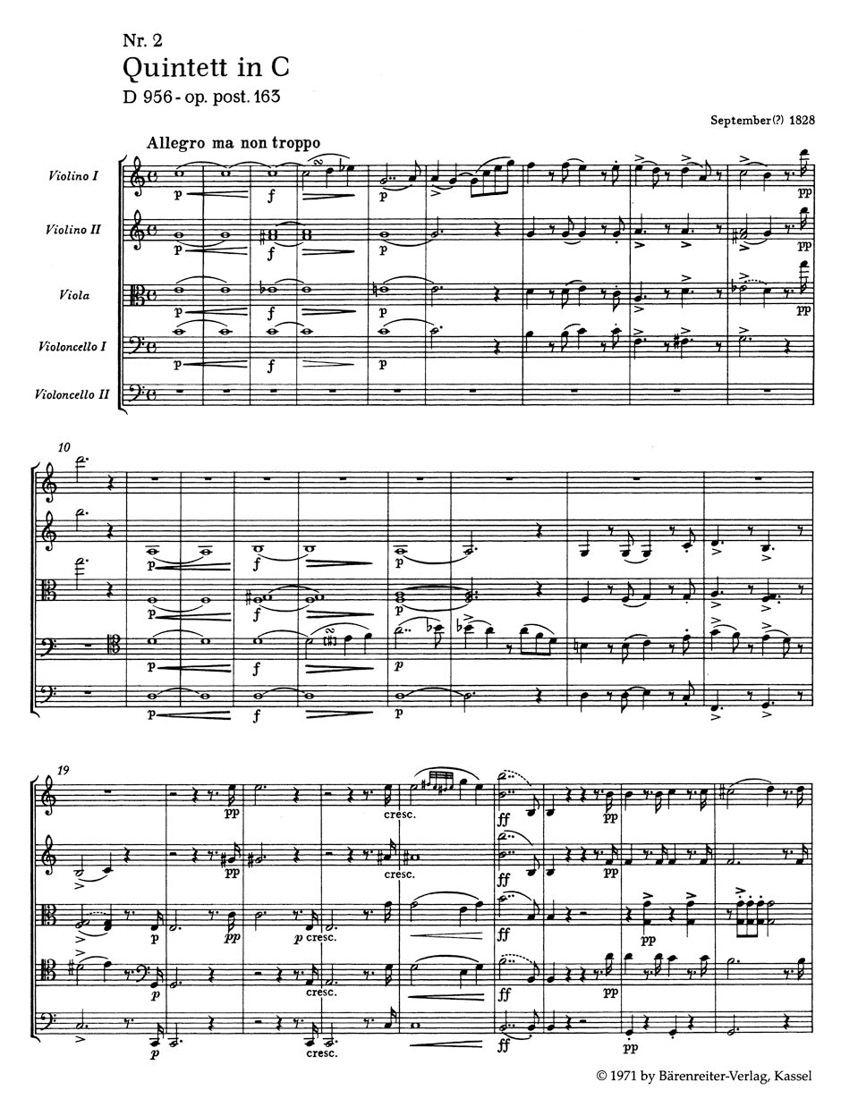Schubert String Quintet C major op. post.163 D 956
