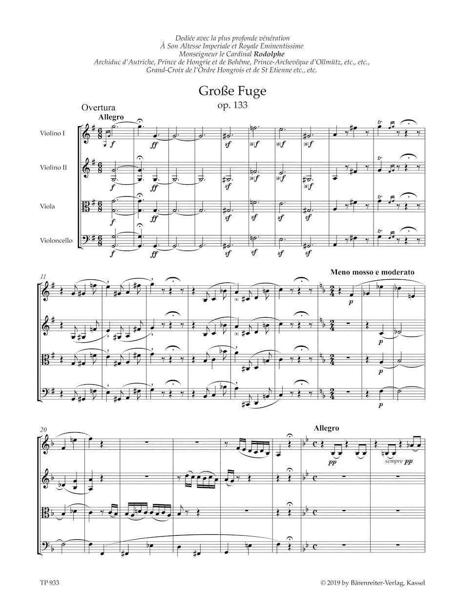 Beethoven Grosse Fugue for String Quartet op. 133