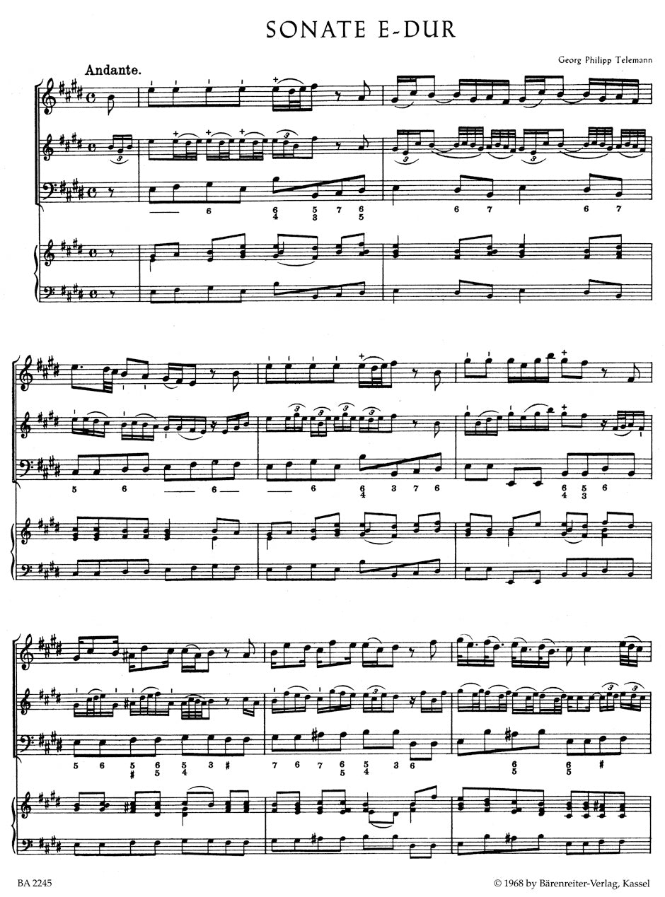 Telemann Twelve Methodical Sonatas for Violin (Flute) and Bc (Volume 5)