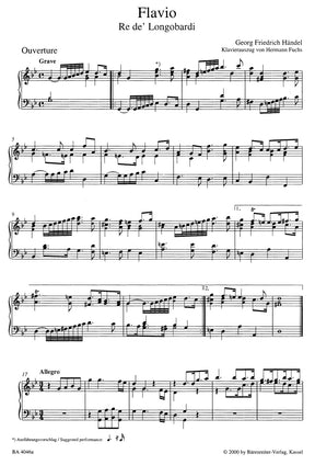 Handel Flavio, Re de' Longobardi (Flavio, König der Langobarden) HWV 16 -Dramma per musica in drei Akten-