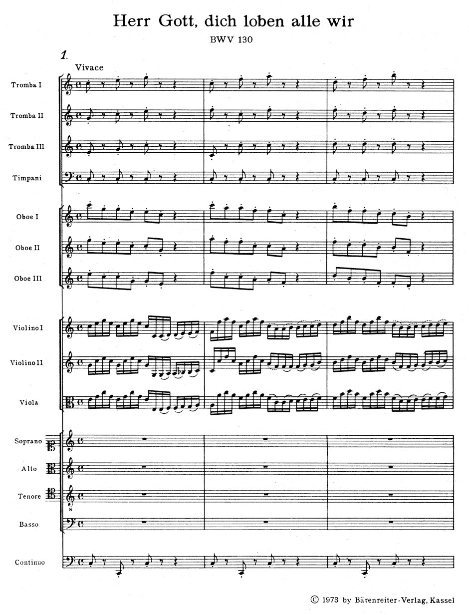 Bach Lord God, we praise Thee all of us BWV 130 -Cantata for the Feast of St. Michael- Study Score