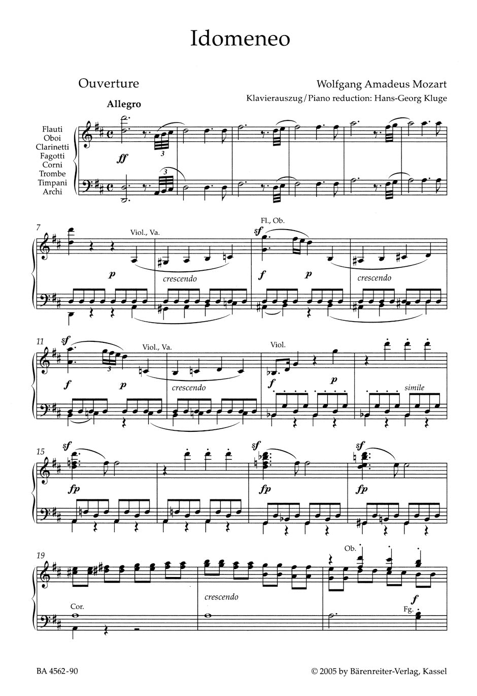 Mozart Idomeneo K. 366 -Dramma per musica in three acts-