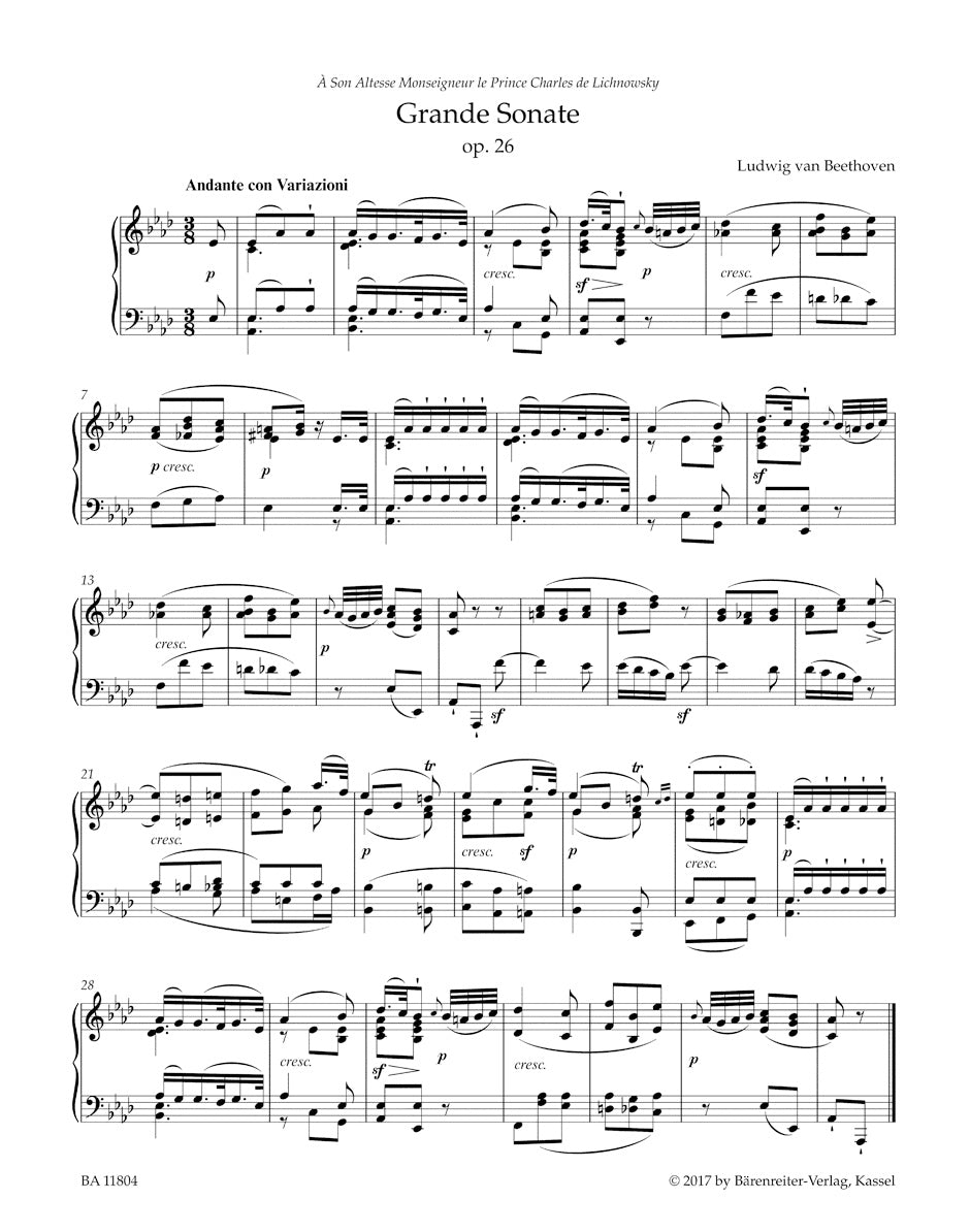 Beethoven Grande Sonate for Pianoforte A-flat major op. 26 "Funeral March"